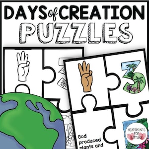 7 Days of Creation Puzzle Set, Bible Sunday School Activity (Digital Download)