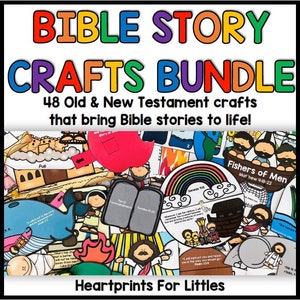 Bible Story Crafts Bundle, 48 Bible Crafts for Kids, Homeschool Printable, Sunday School Crafts, Christian Crafts