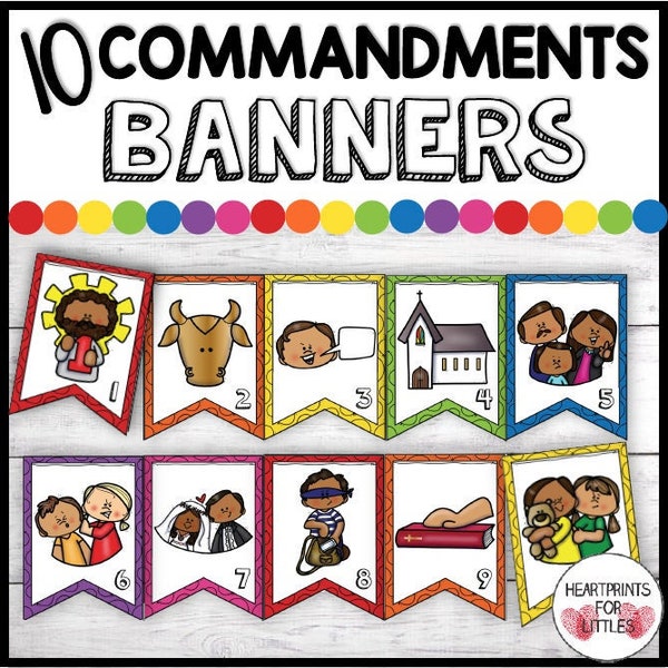 10 Commandments Classroom Banners, 10 Commandments Posters, Bible Decorations, Church Bulletin Board, Sunday School