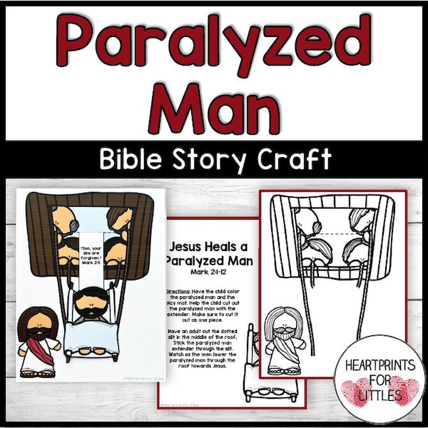 Jesus Heals a Paralyzed Man Bible Craft for Kids, Miracles of Jesus, Sunday School Craft, Homeschool