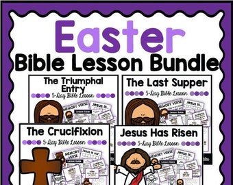 Easter Bible Lessons, 4 Weeks of Easter Activities for Kids, Homeschool Printables, Sunday School Lessons