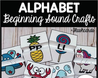Lavoretti con suoni iniziali dell'alfabeto, lavoretti pratici con lettere, flashcard con alfabeto, fonetica