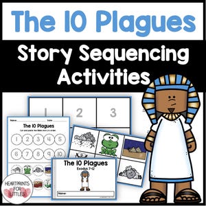 Moses and the 10 Plagues Bible Story Sequencing Activities for Kids, Homeschool Printable, Sunday School Lesson