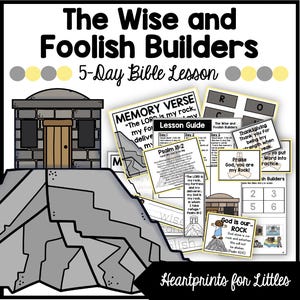 Wise and Foolish Builders Bible Lesson, Homeschool & Sunday School Activities (Digital Download)