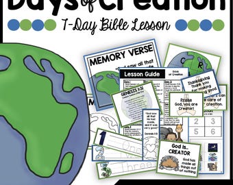 Days of Creation 7-Day Bible Lesson, Homeschool & Sunday School Activities (Digital Download)