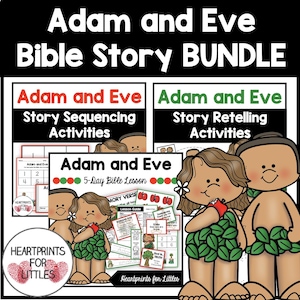 Adam and Eve Bible Story Bundle, 5-Day Bible Lesson, Sequencing Activities, Retelling Activities, Sunday School Resources