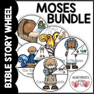 Moses Bible Story Wheel Bundle, Bible Crafts, Bible Spinners, Sunday School Activities