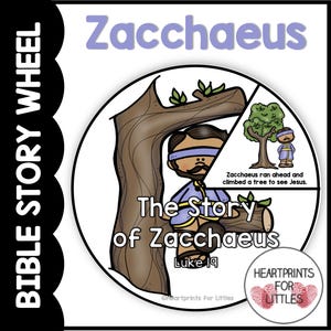 Zacchaeus Bible Story Wheel, Luke 19, Bible Spinner, Bible Story Craft, Sunday School Activity