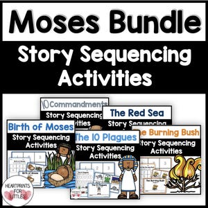 Moses Bible Story Sequencing Activities for Kids, Moses Mini Books, Homeschool Printables, Sunday School Lessons