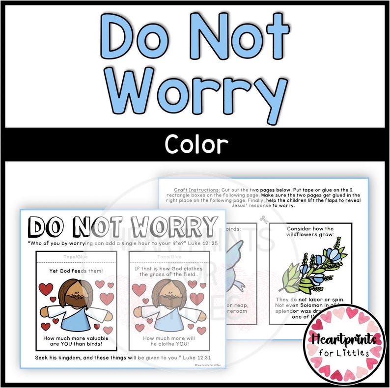 Do Not Worry Bible Verse Craft, Sunday School Activity, Luke 12 ...