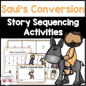 Saul&#39;s Conversion Bible Story Sequencing Activities (Digital Download)