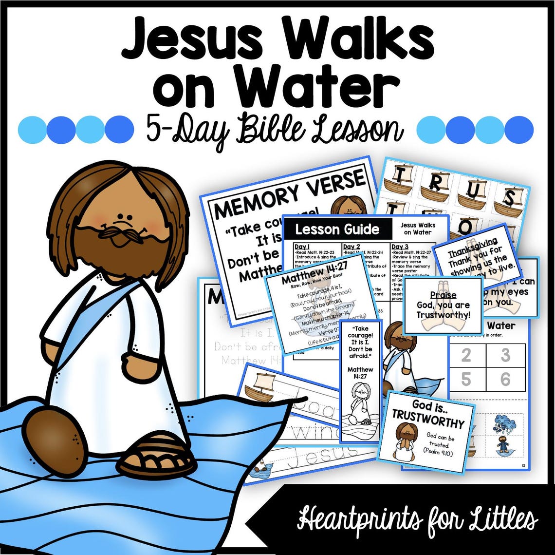 Jesus Walks on Water Bible Story Bundle, Activities (digital Download ...