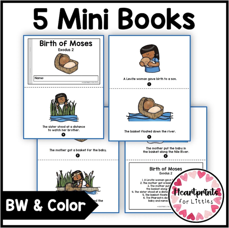 Moses Mini Books, Bible Stories for Kids, Sunday School (Digital Download) image 2