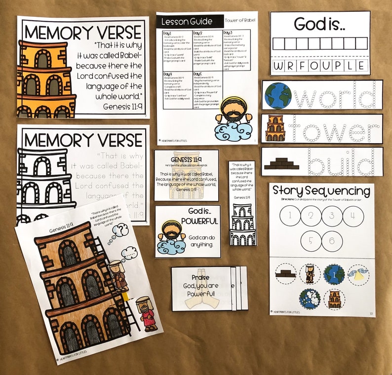 Tower of Babel 5-Day Bible Lesson Sunday School Lesson Homeschool Activities