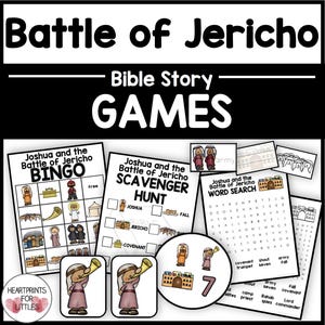 Josué et la bataille de Jéricho, jeux bibliques, jeux bibliques, école du dimanche, bingo, jeux de cartes mémoire, chasse au trésor, recherche de mots