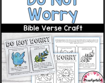 Do Not Worry Bible Verse Craft, Sunday School Activity, Luke 12 (Digital Download)