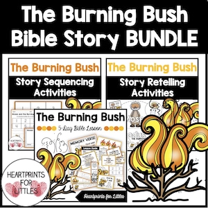 Moses and the Burning Bush Bible Story Bundle, 5-Day Bible Lesson, Sequencing Activities, Retelling Activities, Sunday School Resources