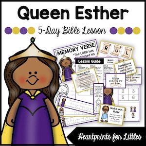 Queen Esther Bible Lesson, Homeschool & Sunday School Activities (Digital Download)