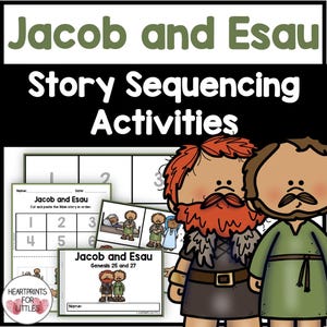 Jacob and Esau Bible Story Sequencing Activities for Kids, Homeschool Printable, Sunday School Lesson