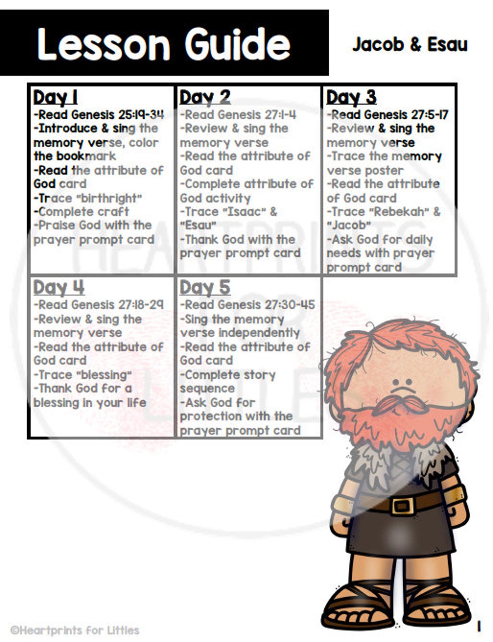 Jacob and Esau 5-day Bible Lesson for Kids Homeschool - Etsy