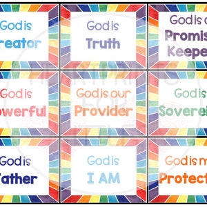 Attributes of God Matching Cards, Names of God, Sunday School Activity ...