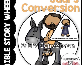 Saul&#39;s Conversion Bible Story Wheel Craft: Acts 9 Activity (Digital Download)