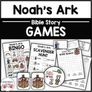 Noah&#39;s Ark Bible Games, Bingo, Memory, Scavenger Hunt, & More (Digital Download)