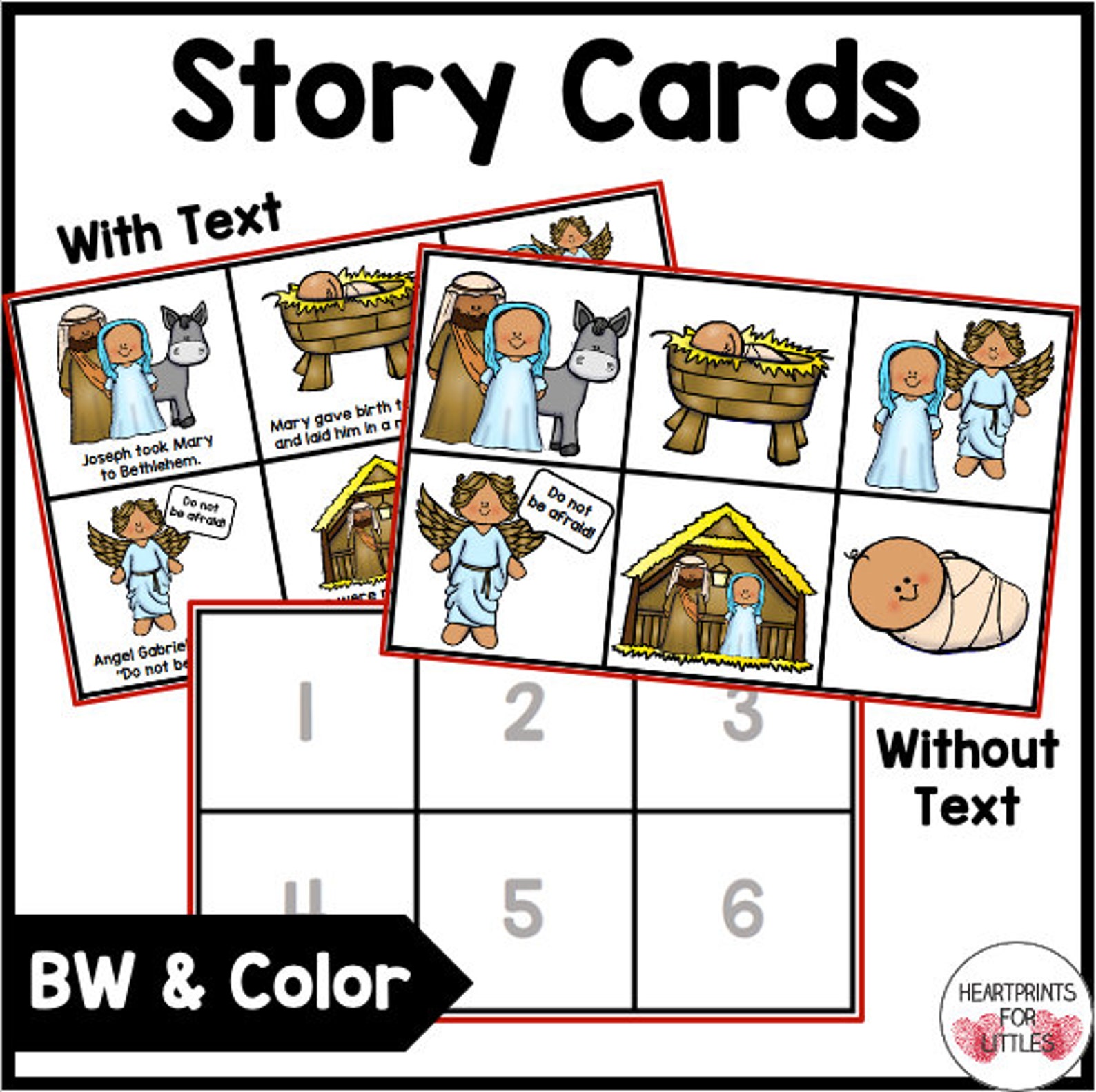 Birth of Jesus Bible Story Sequencing Activities for Kids, the Nativity