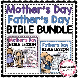 Mother's Day Father's Day Bible Lesson Bundle, Christian Kids Activities, Sunday School