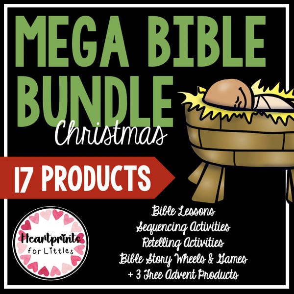 クリスマス聖書物語メガバンドル、ホームスクールと日曜学校のアクティビティ（デジタルダウンロード）
