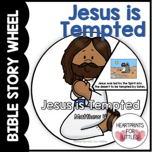 Jesus is Tempted in the Desert Bible Story Wheel, Matthew 4, Bible Story Craft, Sunday School Activity
