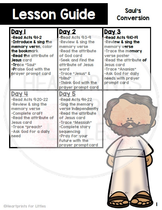 Saul's Conversion Bible Lesson, Acts 9, Homeschool & Sunday School ...
