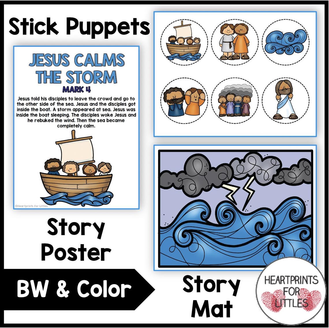 Jesus Calms the Storm Bible Story Retelling Activities (digital ...
