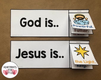 Attributes of God Flip Books, Names of God, Sunday School Activity, Homeschool Printable, Christian Resource