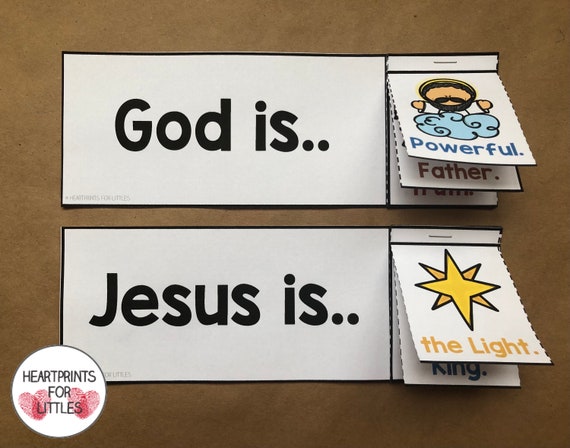 Attributes of God Flip Books, Names of God, Sunday School Activity,  Homeschool Printable, Christian Resource 