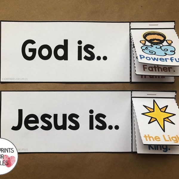 Attributes of God Flip Books, Names of God, Sunday School Activity, Homeschool Printable, Christian Resource