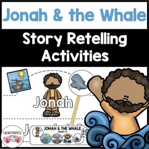 Jonah and the Whale Bible Story Retelling Activities for Kids, Homeschool Printable, Sunday School Activity