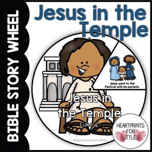 Jesus in the Temple Bible Story Wheel, Luke 2, Bible Story Craft, Sunday School Activity