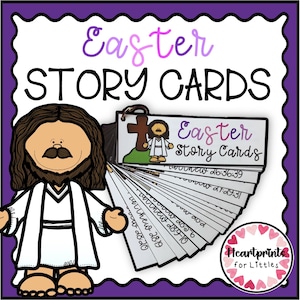 Easter Story Cards | Bible Verse Flip Cards | Christian Kids Printable (Digital Download)