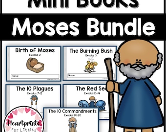 Moses Mini Books, Bible Stories for Kids, Sunday School (Digital Download)