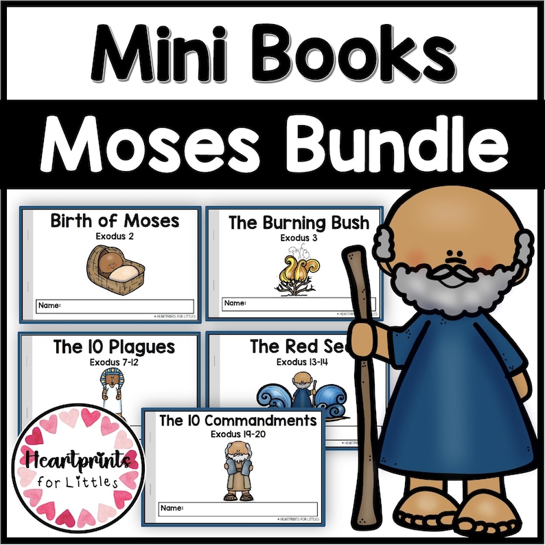 Moses Mini Books, Bible Stories for Kids, Sunday School (Digital Download) image 1
