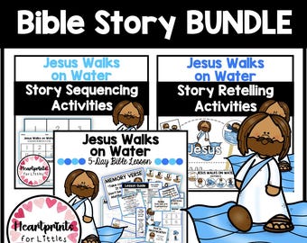 Bundel met bijbelverhalen Jezus loopt over het water, activiteiten (digitale download)