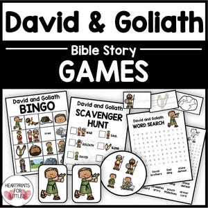 David and Goliath Bible Story Games, Bingo, Scavenger Hunt, & More (Digital Download)
