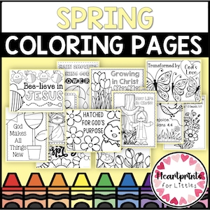 Christian Spring Coloring Pages for Kids | Sunday School Bible Worksheets (Digital Download)