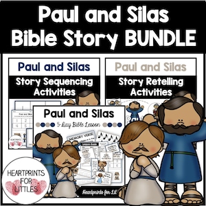 Paul and Silas in Prison Bible Story Bundle, Acts 16, 5-Day Bible Lesson, Sequencing Activities, Retelling Activities, Sunday School