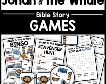 Jonah and the Whale Bible Story Games, Bingo, Memory Match, & More (Digital Download)