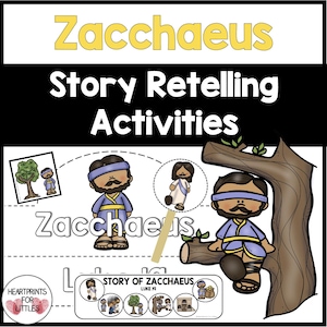 Zacchaeus Bible Story Retelling Activities for Kids, Luke 19, Homeschool Printable, Sunday School Activity
