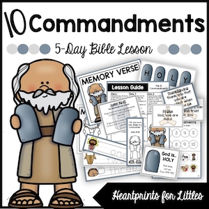 The 10 Commandments 5-Day Bible Lesson, Homeschool Activities, Sunday School Lesson