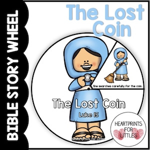 The Parable of the Lost Coin Bible Story Wheel, Bible Story Craft, Sunday School Activity