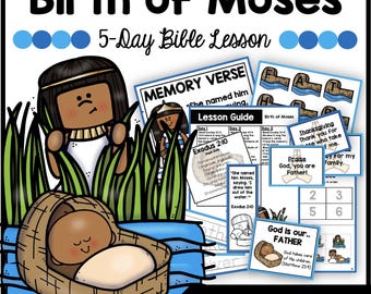 Leçon biblique sur la naissance de Moïse, Exode 2, activités pour l'école à la maison et l'école du dimanche (téléchargement numérique)